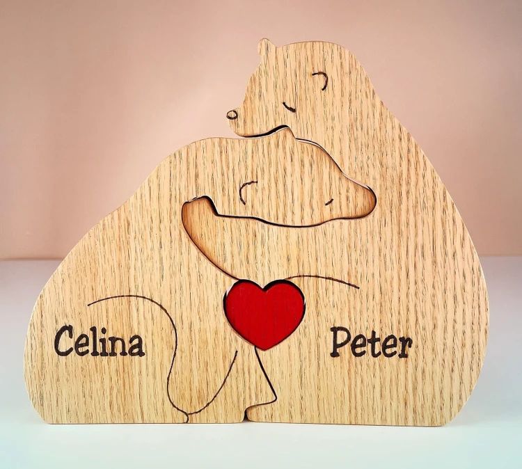 Personalized Wooden Bear Family Puzzle